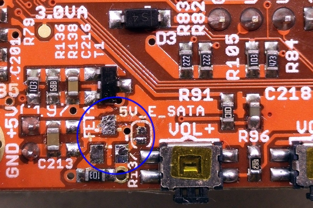 FET4 and 5V_E_SATA pads cleaned up on the A20-OLinuXino-MICRO